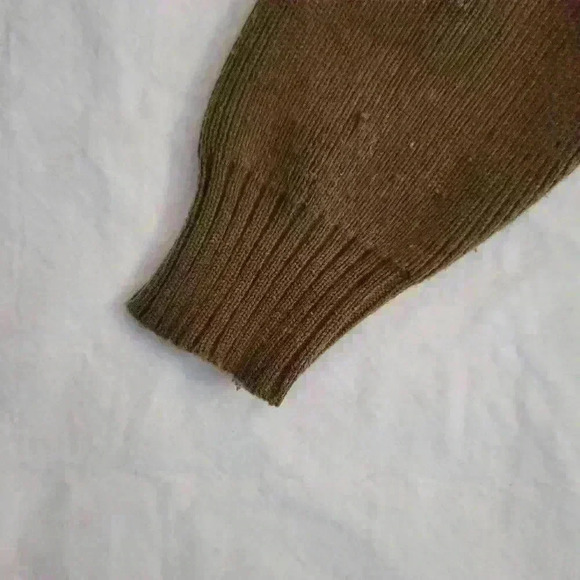 Vintage Leather & Knit Bomber Jacket 80s/90s Mixed Media Zip-Up Brown Retro M - Picture 3 of 13